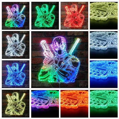 Deadpool Chroma Shape Light Sign, Custom Game Room Night Light, Neon Colors Transition Wall Plaque, Christmas Gifts FYLZGO Signs