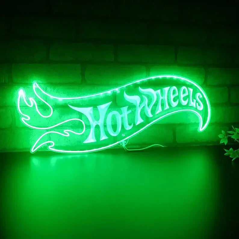 Hotwheels Garage Chroma Shape Light Sign, Car Collector Room Night Light, Neon 16 millions Colors Transition Wall Plaque FYLZGO Signs