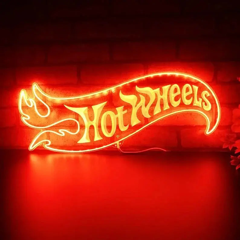 Hotwheels Garage Chroma Shape Light Sign, Car Collector Room Night Light, Neon 16 millions Colors Transition Wall Plaque FYLZGO Signs
