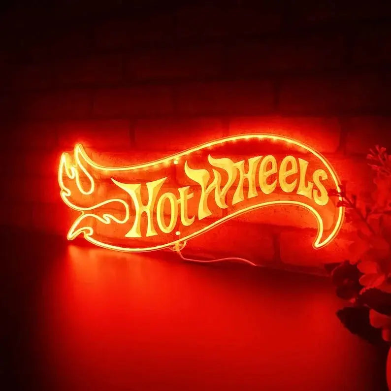 Hotwheels Garage Chroma Shape Light Sign, Car Collector Room Night Light, Neon 16 millions Colors Transition Wall Plaque FYLZGO Signs