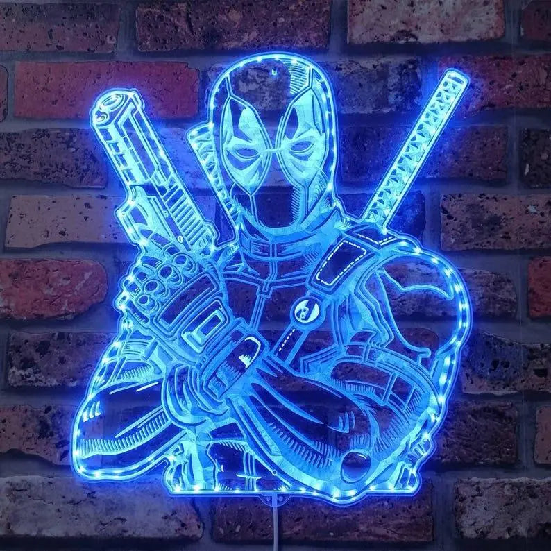 Deadpool Chroma Shape Light Sign, Custom Game Room Night Light, Neon Colors Transition Wall Plaque, Christmas Gifts FYLZGO Signs