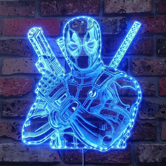 Deadpool Chroma Shape Light Sign, Custom Game Room Night Light, Neon Colors Transition Wall Plaque, Christmas Gifts FYLZGO Signs