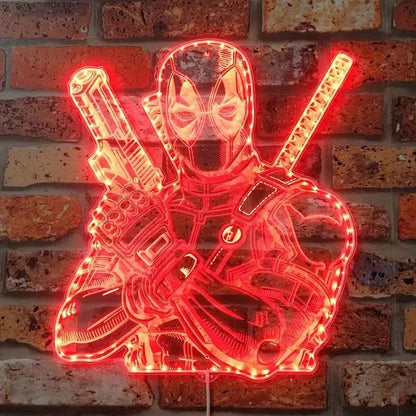 Deadpool Chroma Shape Light Sign, Custom Game Room Night Light, Neon Colors Transition Wall Plaque, Christmas Gifts FYLZGO Signs