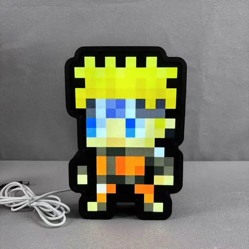 8 Inch Pixelated Anime Characters, Anime Characters Pixel Art, Anime Art, Anime Desk Lamps, Anime Light Box, Anime Inspired Lightbox Gift FYLZGO Signs