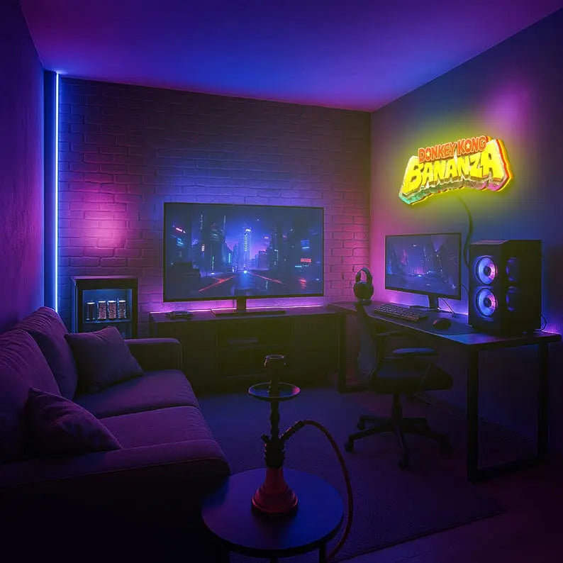 Donkey Kong Banana Bonanza – 3D LED Lightbox – Go Bananas with Retro Power FYLZGO Signs