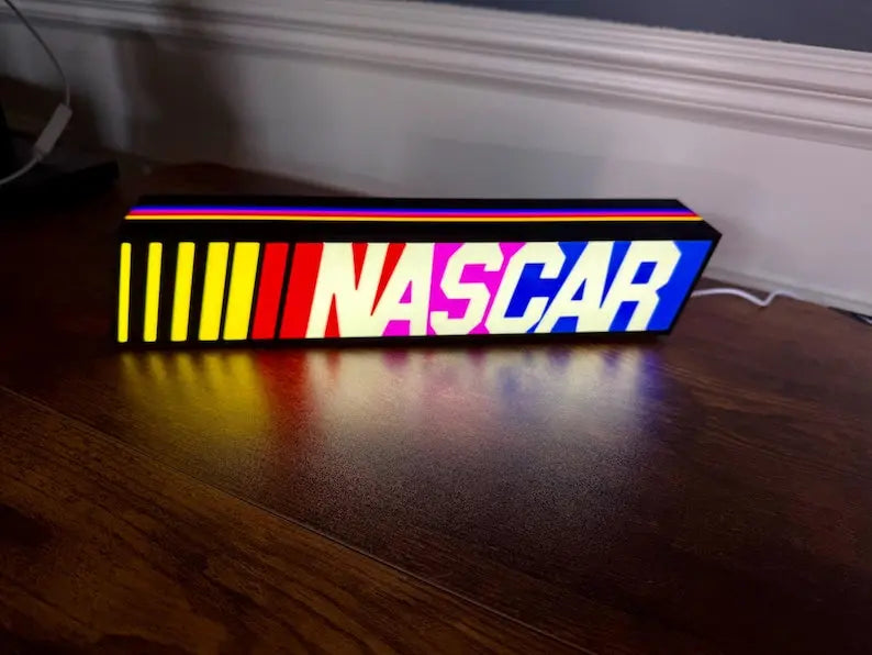 NASCAR lit LED Sign | Wall Decor | video game | F1 | Gift for Him | Mancave | computer | race car fan FYLZGO