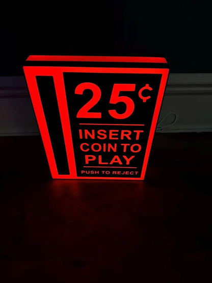 Insert Coin Arcade and Pinball LED Sign: 3D Printed Mancave Decor FYLZGO