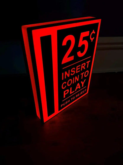 Insert Coin Arcade and Pinball LED Sign: 3D Printed Mancave Decor FYLZGO