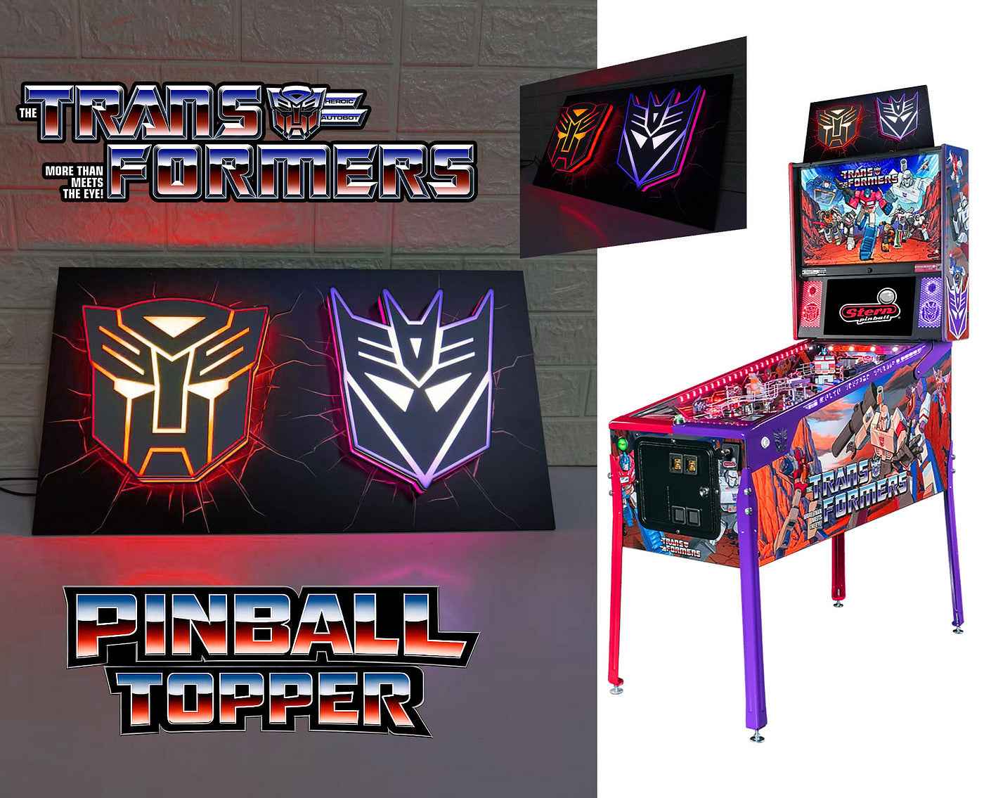 Transformers 3D LED Light Box, for Pinball Arcade Game fans,  Pinball Arcade Decor NEOUNIK