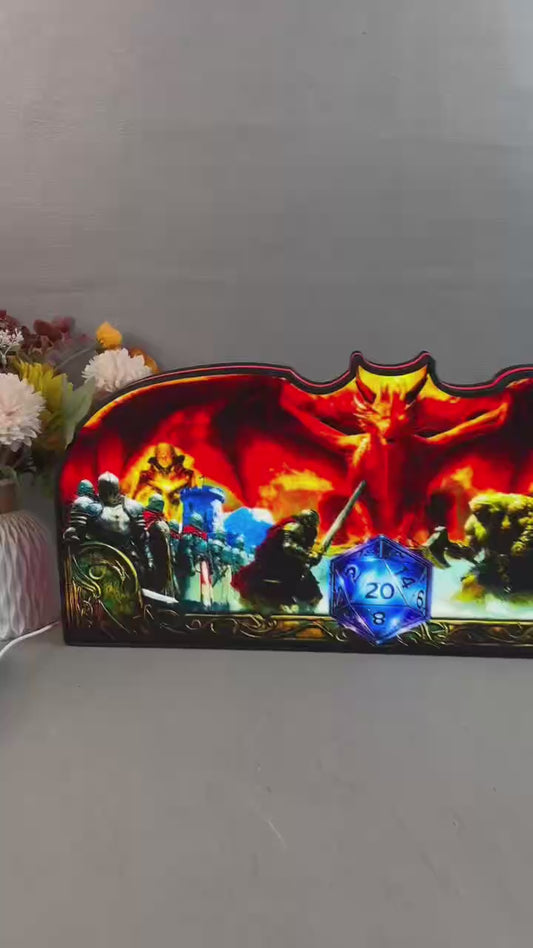 Dungeons and Dragons Pinball Topper, 3D Printed  LED Light Box Game Room Decor, For Stern Pinball Machine