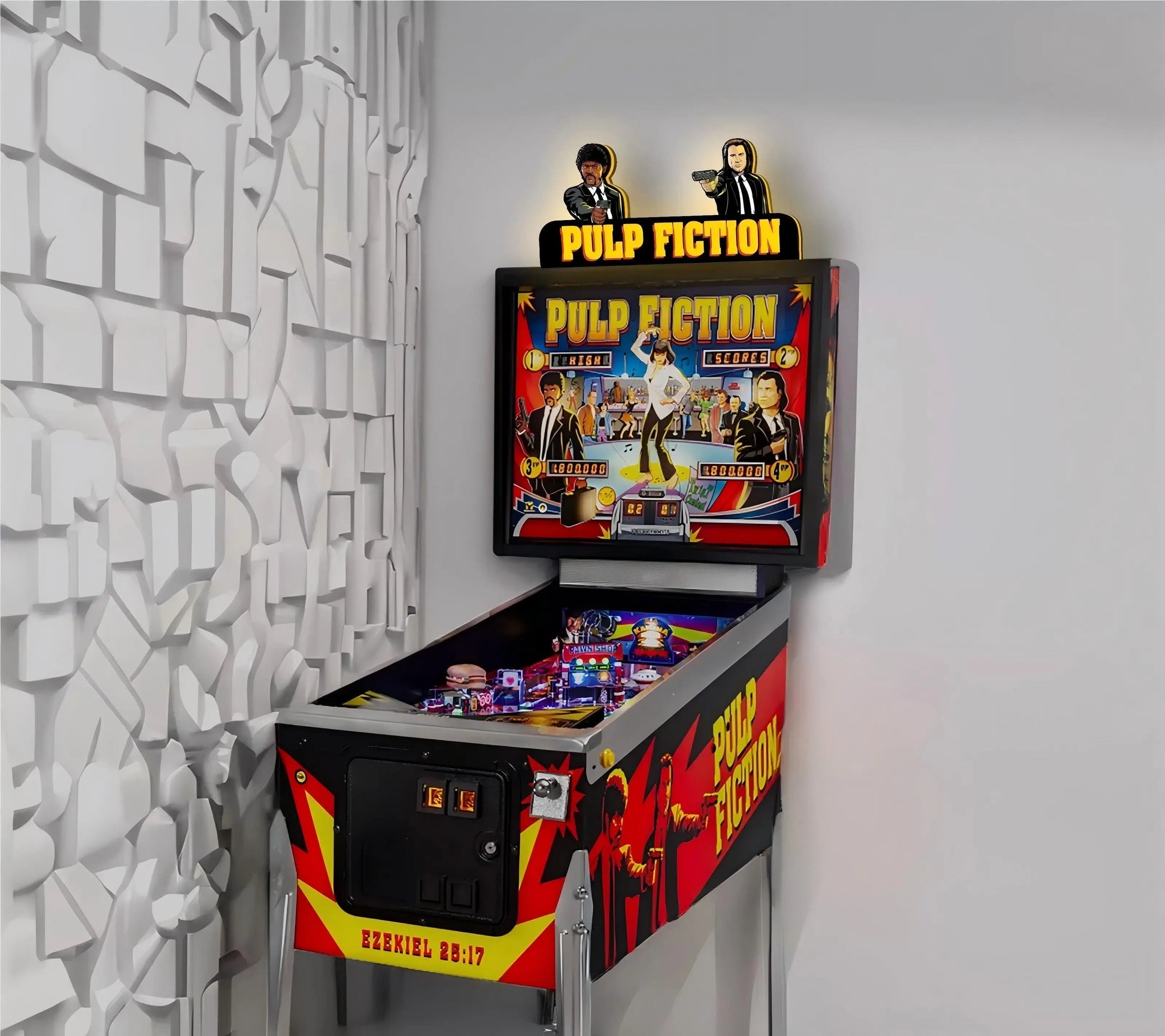 Pulp Fiction Pinball Topper Vincent & Jules 3D Printed Dome Light LED Light Box for Pinball Machine, Game Room Decor Illuminate Your Game Room FYLZGO Signs