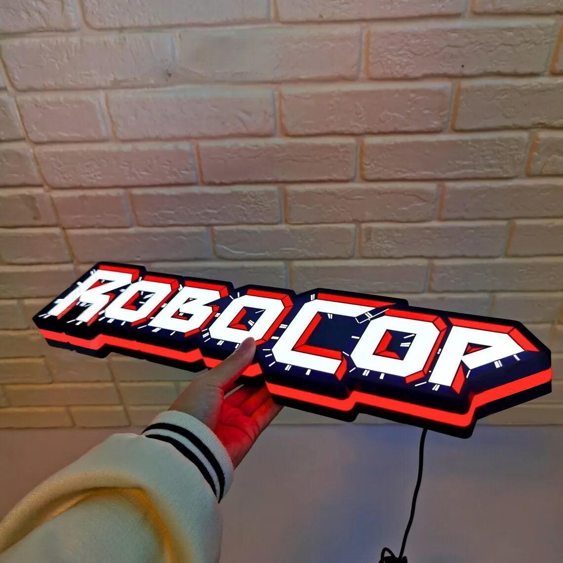 Robocop LED light box-dimmable and USB powered-Home theater, Man Cave logo FYLZGO Signs