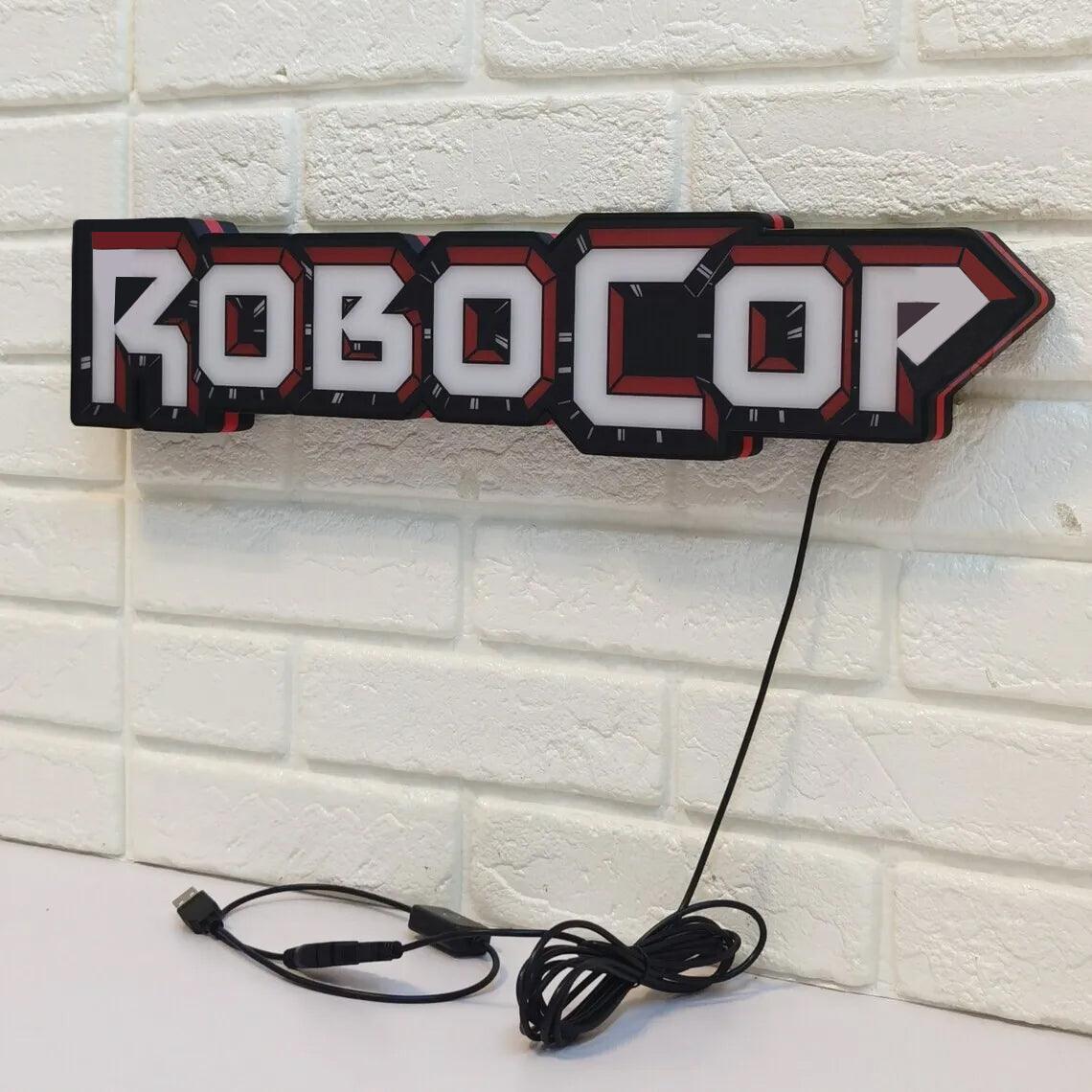 Robocop LED light box-dimmable and USB powered-Home theater, Man Cave logo FYLZGO Signs