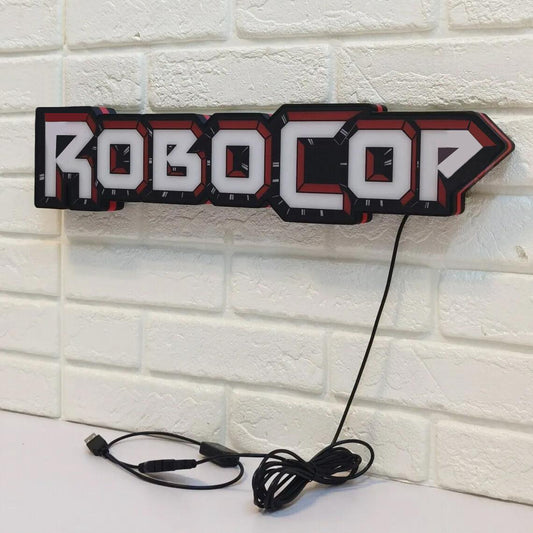 Robocop LED light box-dimmable and USB powered-Home theater, Man Cave logo FYLZGO Signs