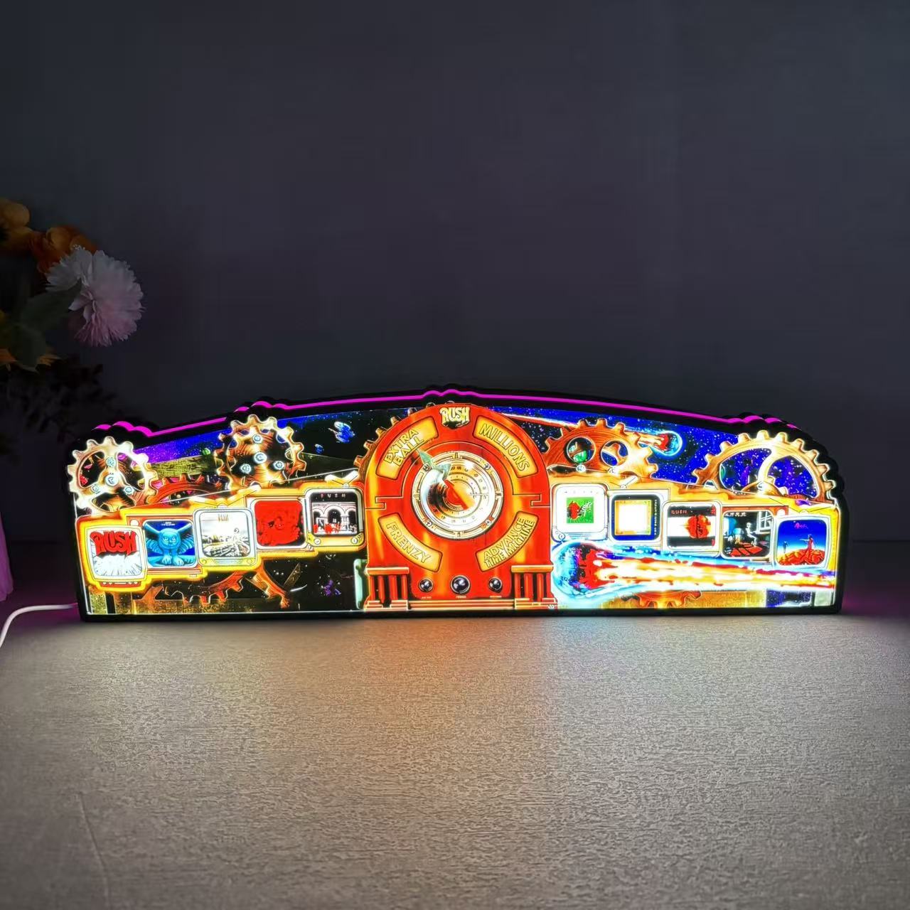 New Arrival Rush Pinball Topper  Led Lightbox, USB plug Dimmer, Pinball Arcade Decor, Perfect for Game Room or Pinball Machine Neounik