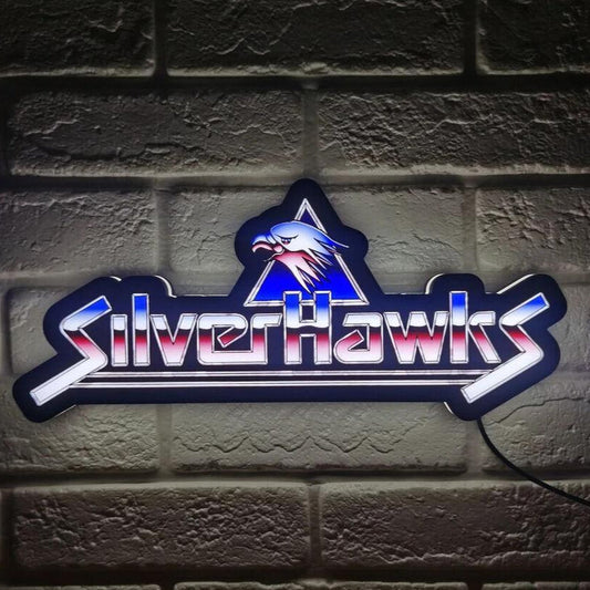 SilverHawks 3D Printed LED Sign Quicksilver Thundercats 80's Classic Mancave 3d Lightbox - FYLZGO Signs