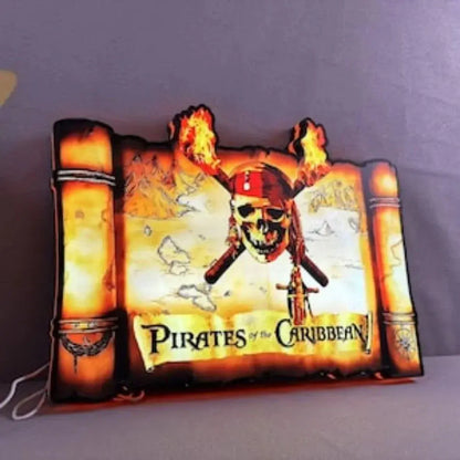 Pirates of the Caribbean Pinball Topper for JJP, Legendary Pirate Adventure LED Pinball Topper USD Printed Logo LED Lightbox FYLZGO Signs