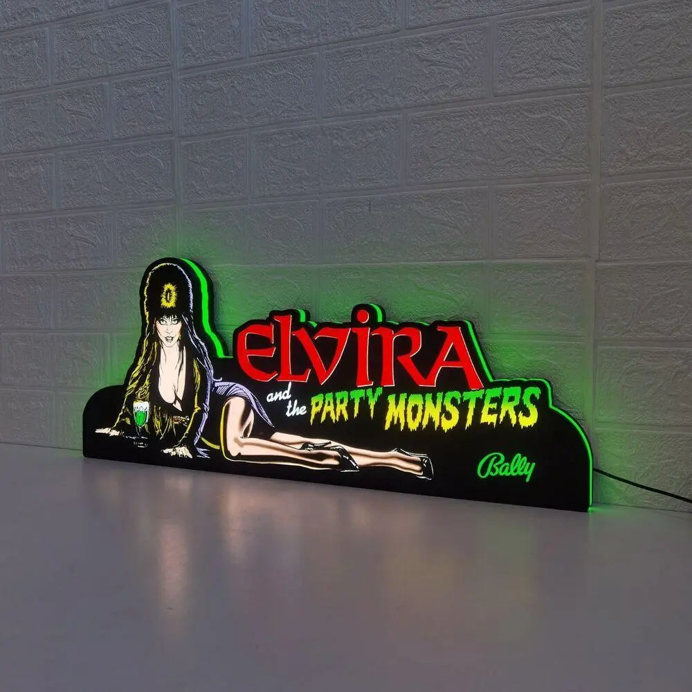 Elvira's Party Monsters Pinball Topper LED Lightbox USB Dimmer, Pinball Arcade Decor FYLZGO Signs