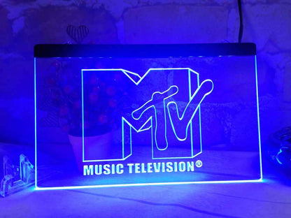 Letrero de luz de neón LED con logotipo de MTV para tienda de música club...