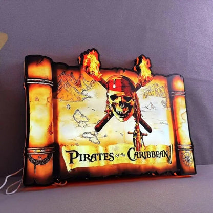 Pirates of the Caribbean Pinball Topper for JJP, Legendary Pirate Adventure LED Pinball Topper USD Printed Logo LED Lightbox FYLZGO Signs