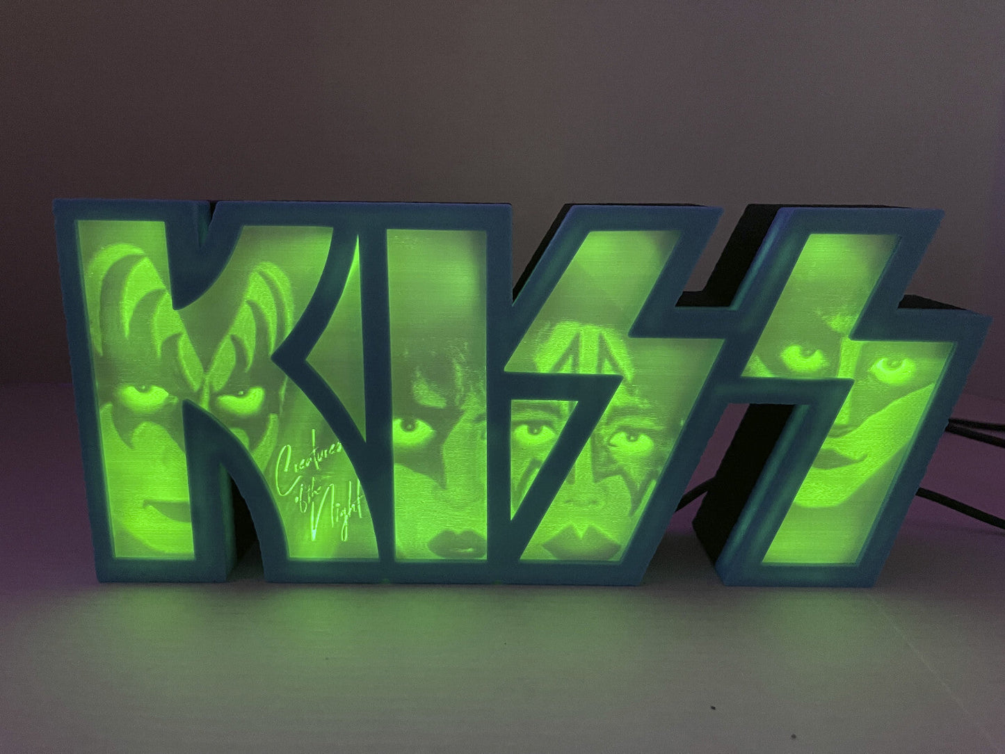KISS Light box, Creatures of the Night with LED colored lights and sound sensor FYLZGO