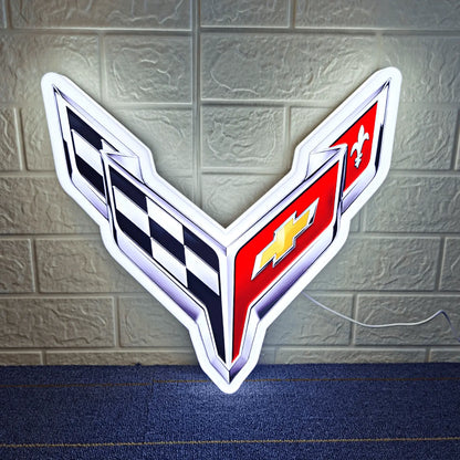 Corvette LED Logo Lamp High-Quality Car Decor Great Gift for Enthusiasts - FYLZGO Signs