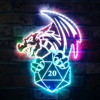 DND Dungeons and Dragons D20 RGB LED Sign FYLZGO Signs