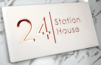 Laser Cut House Signs Matt Black & Gold Door Numbers Address Plaque Number FYLZGO Signs